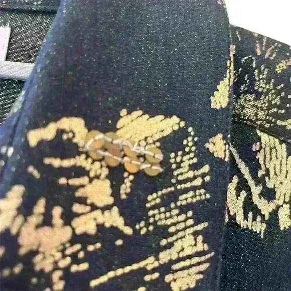 Keren Hart Women's Floral Embellished Jacket Black Gold Size M - Picture 4 of 7